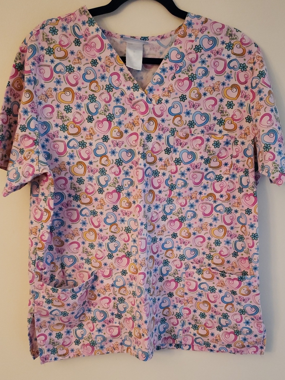 SB Scrubs: Whimisical Hearts And Butterflies Top
